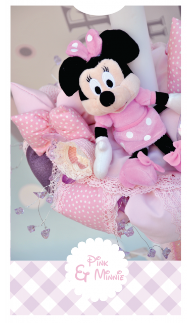 Lumanare de botez pentru fetite cu Minnie Mouse roz, 65x4 cm, Pink Minnie 2